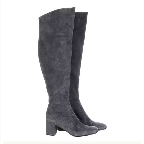 Vince Shoes - VINCE NY Blythe OTK Over The Knee Grey Suede Boots